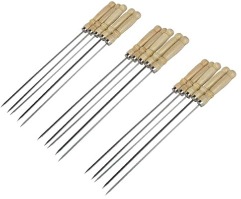 FUNOMOCYA 25pièces Lot De Brochettes Acier Inoxydable Plates Avec Manche Pour Barbecue Et Cuisson De Viandes Et Légumes