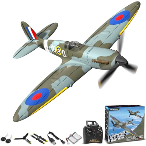 VOLANTXRC Remote Control Plane 4-CH RC Spitfire Fighter Radio Controlled Aeroplane for Beginners with Xpilot Stabilization Systemwith, One Key Aerobatic