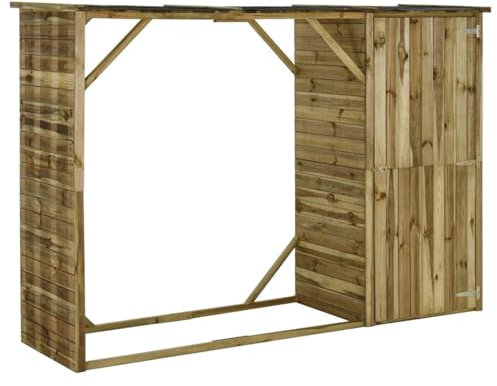 Gecheer Capanno per Attrezzi e Legna Giardino,Capanno Capannone,Capanno per Legna,Capannone da Esterno,Casetta Portaoggetti in Legno,Casetta da Giardino con legnaia,253x80x170cm