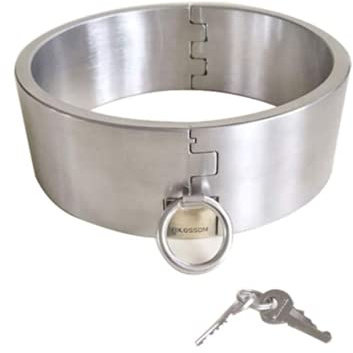 5cm Hohes Bondage-Halsband Edelstahl Sex-Halsbänder Super Gewicht Sklave kragen Abschließbar SM Halsfessel Fetisch Sexspielzeug für Paare Frauen Männer Erwachsenen Spiel,Silber,Ø13.5cm