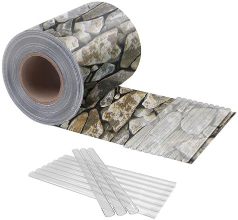 HENG FENG Brise-Vue pour Clôture Double Barreaux 35m x 19cm - Rouleau PVC Renforcé 450g/m² - Résistant UV et Intempéries - Protection Visuelle Totale - Inclus 20 Clips (Pierre)