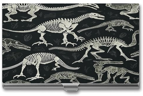 LYDSKGEQ Visitenkartenetui, Visitenkartenhalter für Damen und Herren, geeignet für jeden geschäftlichen Anlass, Dinosaurier-Skelett-Druck, Visitenkartenbox, Dinosaurier-Skelett-Druck, Einheitsgröße