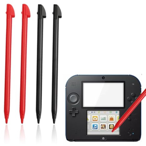 WeddHuis Lot de 4 Stylets DS, Stylet de Remplacement Compatible pour Console de Jeu, Plastique Accessoires de Console de Jeu, Accessoire de Jeu Précis et Durable, Compatible avec 3DS, 3DS XL