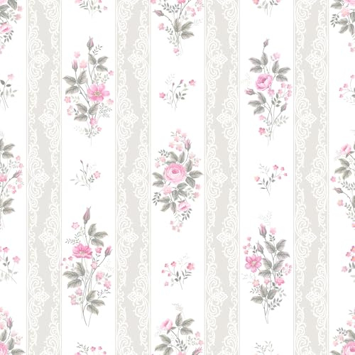 VaryFloral Blumentapete 30.5cmx300cm Selbstklebende Tapete Pfingstrosen Klebefolie Möbel Beige Stilvoll Tapete Blumen Aquarell Folie für Möbel Wasserdicht Fototapete Wohnzimmer Kabinett Schublade