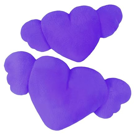 Cuscino a forma di ali d'angelo a forma di cuore, 2 cuscini per poggiatesta auto con ali, adorabile cuscino in peluche per auto, viaggi, decorazione per bar, soggiorno