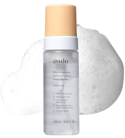 Ondo Beauty 36.5 PHA & Saponaria Purifying Foaming Cleanser – Limpiador Purificante con PHA, Glicerina, Saponaria y Extractos de Fresa | Para Todo Tipo de Piel | Cosmética Vegana Coreana | 150 ml