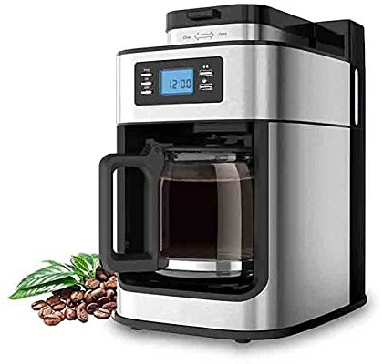 XFZJCHAP Cafetera de Goteo, cafetera Espresso, Molinillo de café Integrado, pequeña cafetera doméstica, Adecuada para Preparar café en casa (Color: Negro, tamaño: Talla única)