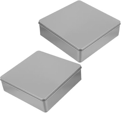 Cabilock 2pcs Latas Almacenamiento Gran Capacidad Con Tapa, Metal Para Galletas, Té Y Productos Horneados, Hojalata HerméTica Para Cocina, Almacenamiento 20x20x5.5cm