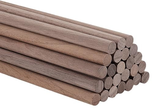 AHANDMAKER 25 varillas de madera de nogal de 5/16 x 11.8 pulgadas, tacos de madera para manualidades, palos de madera para manualidades, para hacer tapices de trenzado, material de modelo de