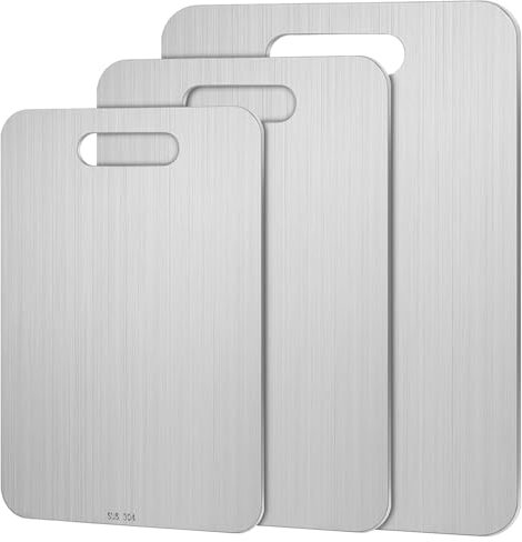 Yaocom 3 Pcs 18.1''x11.8'',13.4x9,11.8x7.9Stainless Steel Cutting Board for Kitchen 304 Steel Chopping Board Dishwasher Safe Metal Cutting Board Set for Kitchen Meat Fruit Vegetable