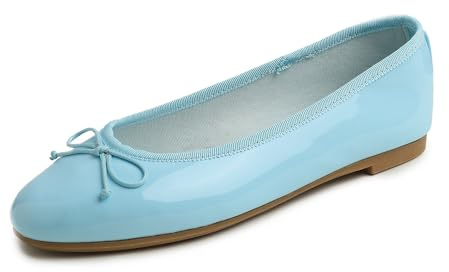 Feversole Women's Macaroon Colorful Ballerines Macaroon Colorful Memory Foam Cushion Insock Patent pour Femmes Laque Ciel Bleu 41 EU