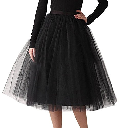 Tüllrock Schwarz Tüllrock Damen 50Er Rock Retro Ballet Tanzrock 3 Lagig Tüll Ballett Tütü Rockabilly Petticoat Unterrock Tanzkleid Ballkleid Abendkleid Gelegenheit Zubehör Karneval Tutu Cosplay