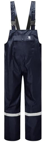 RainRider Bib Rain Pants for Men Waterproof Rain Gear for Women Workwear Bib Overalls Trousers for Fishing(Navy,S)