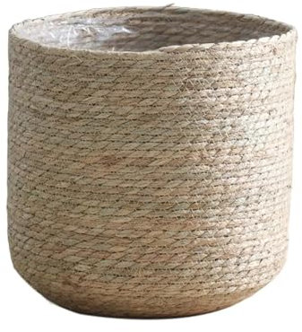 AHIOJEGX Cache Pot en Osier Panier de jardinière tissé avec Doublure, Sac à Linge de Grande capacité, Panier de Rangement 3 pièces(M)