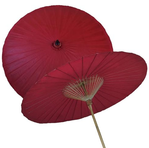 DYPJHEO Parasol Vintage 200cm en Papier Huilé Parasol d'extérieur, Terrasse Jardin Parasol de Camping, Cadre de Parapluie en Bambou, Protection UV Ombrage Et Coupe-Vent