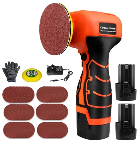 16.8V Cordless Electric Sander with 36PCS Sandpapers, 3500 RPM, 2Pcs 3.0Ah Batteries, Lightweight & Compact Design for Wood, Metal, Paint Removal, and DIY Projects