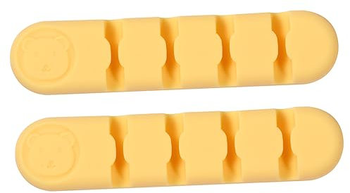 Tofficu Self Adhesive Cord Clips Cable Holder Clips Silicone Cable Organizer 2pcs Yellow Fixed on Smooth Surfaces for Desk Wire Management
