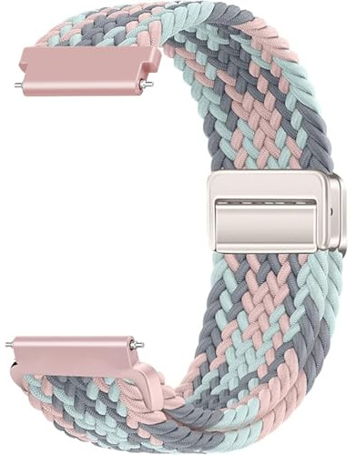 Issinlky 20mm Nylon Braided bracelet Compatible avec Samsung Galaxy Watch 7/6/5/4/FE 40mm 44mm/Garmin Venu Sq/Sq 2/Venu 2 Plus/Vivoactive 3/5/Amazfit GTS/Bip, Bracelet élastique pour Femmes Hommes