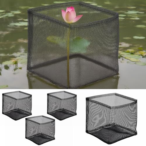 BAODBF 4 stycken flytande blomkrukor, flytande korg för dammväxter, 18 × 18 cm dammväxtkorgar, nätdesign dammväxtkorgar, växtkorg för dammplantering inomhus trädgård och balkong