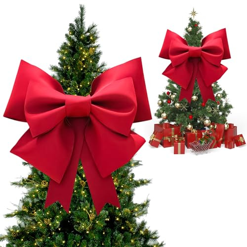 QIANAI Decoración Navideña Lazo Gran Tamaño, Decoración Arbol de Navidad, Lazos Arbol Navidad, Lazos Navideños Rojos, Lazos Grandes para Árbol de Navidad, Regalos Navideños (Rojo)