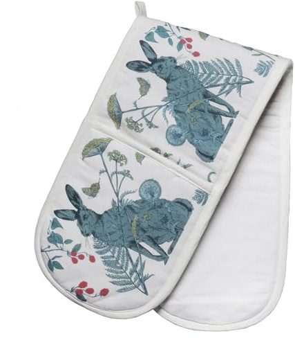 Cream Cornwall Oven Gloves - Hedgerow Hare | Premium Cotton-Linen Blend