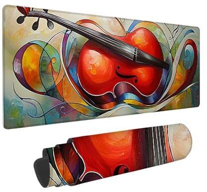 Alfombrilla Ratón Gaming XXL, Gaming Mouse Pad 600 x 300 mm, Protector Escritorio Antideslizante, Alfombrilla de Ratón violín, Mousepad Grande, Tapete Raton para Jugadores de PC, Oficina h-817