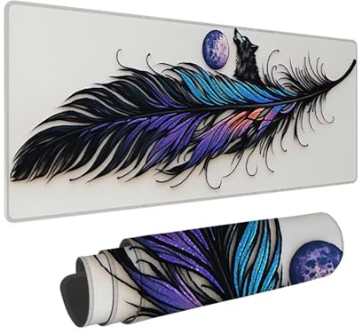 Alfombrilla Ratón XXL Grande Gaming Mouse Pad 1600 x 800 mm, Impermeable Antideslizante Mousepad, Lavable, Alfombrilla Escritorio con Base de Caucho para Gamers, PC y Portátil - (pluma) G-884