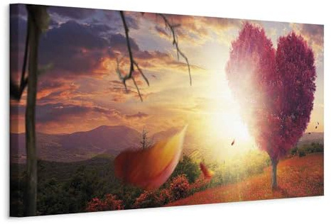 murando - Wandbilder XXL Landschaft 135x45 cm 1 tlg - Wand Deko Vlies Leinwand Bilder Groß Wanddeko Wohnzimmer Schlafzimmer Kunstdrucke Panoramabild - Baum Herz Natur c-C-0063-b-b