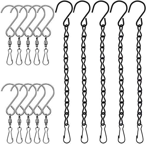 Senhai 10 pezzi gancio girevole clip per vento Filatori sonaglio a vento, 5 pz appeso catene per mangiatoie per uccelli Chalkboard Planter (24,1 cm), S gancio per cristallo Twisters party supply