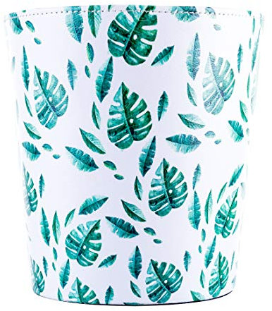 GODNECE Corbeille à papier étanche de 10 l pour chambre d'enfant, corbeille à papier, bureau, poubelle en cuir, poubelle pour chambre d'enfant (vert tropical)