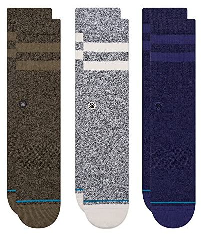 Stance Casual Cotton Crew Joven Socks 3-Pack, Cotton Blend and Cushioning Arch Support, Multicolor Joven Gray Shades, Large