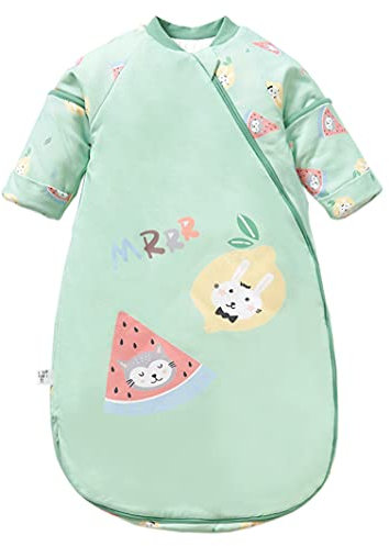 Chilsuessy Baby Winter Schlafsack mit abnehmbaren ärmeln 2.5 Tog Ganzjahres Schlafsack Langarm Kinderschlafsack Babyschlafsack aus ganz soft natürlich Baumwolle, Frucht, XL/Babyhöhe 90-100cm