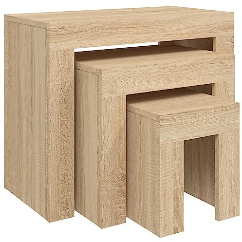 vidaXL Satztische 3-TLG. Sonoma-Eiche Holzwerkstoff