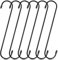JatilEr S Lot de 6 grands crochets de 22,4 cm - Anti-rouille - Noir - Crochets de cuisine - Grande capacité de charge - Crochets pour tringle à vêtements pour suspendre des nichoirs à oiseaux, des