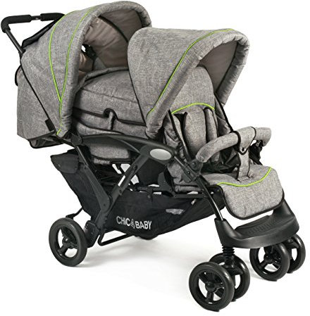 CHIC 4 BABY 275 32 - Passeggino gemello Duo, con borsa per il trasporto e parapioggia, colore: grigio jeans