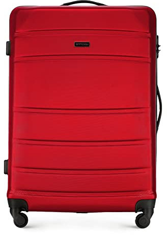 WITTCHEN Globe Line Großer Koffer Trolley Reisekoffer aus ABS Hartschale 4 Rollen Zahlenschloss | Größe L | Rot Lufthansa/Eurowings/Ryanair/Condor/Discover Airlines