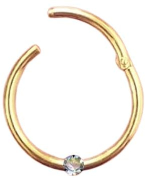 Generisch I Clicker Piercing I Maße: 1,0 x 10 x 1,4 I Echter Diamant + Echt 585 Massiv Gelbgold I