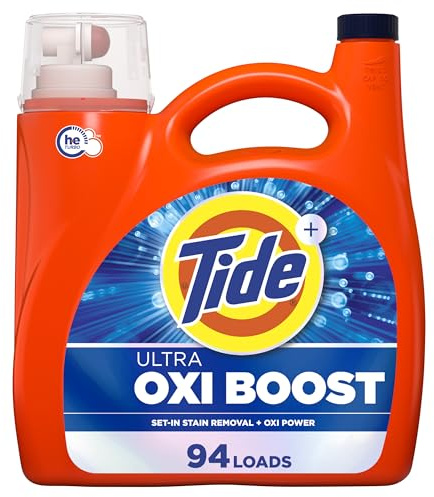 Tide Ultra Oxi Boost Liquid Laundry Detergent, 132 fl oz, 94 Loads, Advanced Stain Remover, Laundry Detergent Liquid with Extra Oxi Power