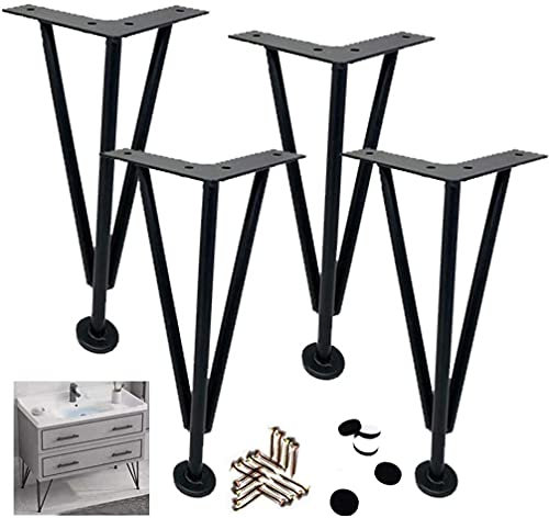 möbelfüße Sofa füße Schreibtisch füße Möbelbeine, Sofabeine, Set mit 4 Haarnadel-Tischbeinen, 3 Stangen, robuste DIY-Möbel-Tischbeine aus Metall, Stützfüße für Möbelbeine aus Eisen, für Bett