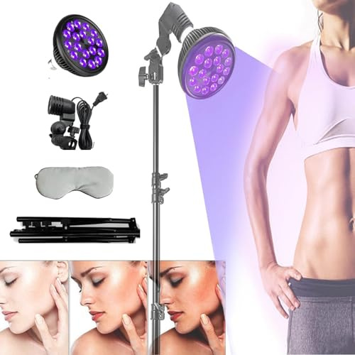 Lampe De Bronzage 54 W,18 Lampes Solaires Led Pour Le Bronzage, Avec Masque Pour Les Yeux Et TréPied (38,5-78,7), Dispositif D'Autobronzage De Protection Des Yeux 395 Nm,Pour Le Corps Et Le Visage