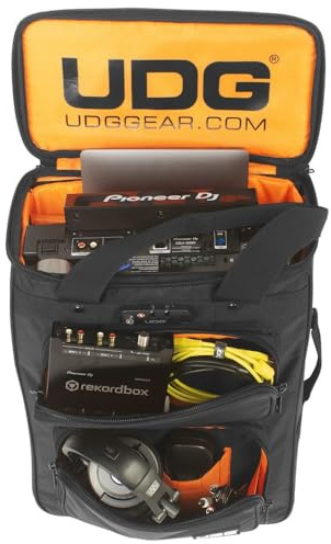 UDG Ultimate Producer Rucksack Trolley, Schwarz Orange (U9024BL/OR) | Multifunktionales Reisesystem; ausziehbarer Trolleygriff; gepolstertes Laptopfach; wasserabweisendes Nylon
