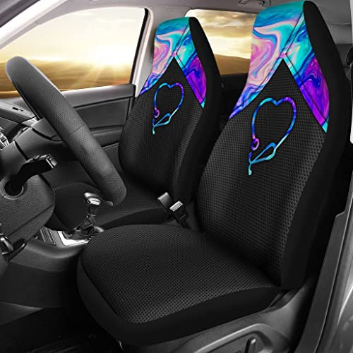 2 Stücke Auto-Schonbezüge Buntes Neonfarbenes Stethoskop Auto Sitzbezüge Top-Qualität Auto-Zubehör 52X138Cm Für Suvs, Autos, Anhänger