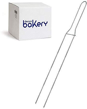 Decora, 5064116 Confezione da 25 Spilloni in Acciaio Inox, a 2 Punte, per capovolgere colombe o panettoni garantendo un miglior supporto durante le fasi di raffreddamento, Dim. 62 cm, Made in Italy