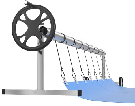 XMTECH Verstellbarer Poolaufroller mit Rädern Aluminium Teleskoprohr Aufrollsystem für Poolplane Solarfolie Abdeckung witterungsbeständig 3m bis 5,7m