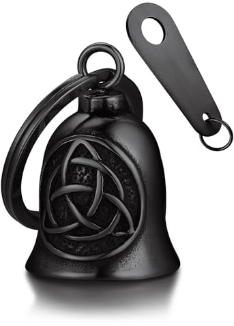 Bandmax Clochette Moto Porte Bonheur en Acier Inoxydable, Cloche de Moto Ailé à Motif d'Ange, Viking, Boussole, Marteau, Celtique, Crâne, Guardian Bell | Cloches de moto avec anneau porte-clés, accessoires de moto viking, cloche porte-bonheur pour femme et homme