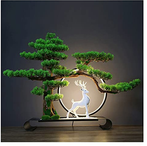 Künstlicher Bonsai-Baum Künstlicher Bonsai-Baum, 21 Zoll große künstliche Zimmerpflanzen im Topf, wunderschöne leuchtende Kiefern-Bonsai-Pflanze, zur Dekoration auf dem Schreibtisch Bonsai Kunstpflanz