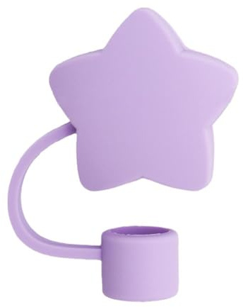 CTDWNT Silicone Straw Topper for Stanley 30 & 40 Oz,Cute Star Straw Straw Cover Cap,Splash Proof Straw Topper,Reusable Straw Cap Cover,Drinking Straw Tip Covers for Stanley (Purple)
