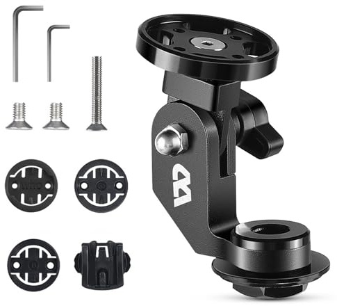 KMRDND Vorbau Kappe Fahrrad Computer Halterung für Garmin Edge 130, 530, 540, 800, 830, 840, 1000,1030,1040 Plus, Edge Explore 2 and Wahoo Elemnt Roam/Bolt v2/Mini Fahrradcomputer (Winkel einstellbar)
