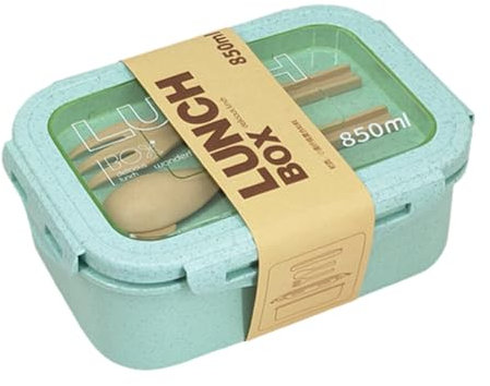 ISAKEN Scatole Bento Bento Box Ermetico Senza BPA con 2 Scomparti Lunch Box con Posate Porta Pranzo da Ufficio Portapranzo Senza BPA a Prova di Perdite per Lavoro Picnic Ufficio Viaggi