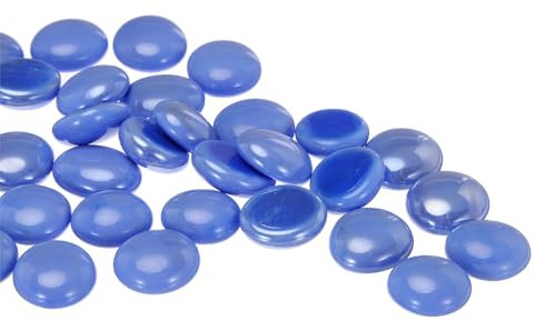 QUARKZMAN Perle Vetro, 36pz Pietre Preziose Vetro Piatto Azzurro 0,44 Libbre (0,67-0,87) Biglie Vetro Ciottoli per Riempitivi Vasi Decorazioni Acquari Fai da Te